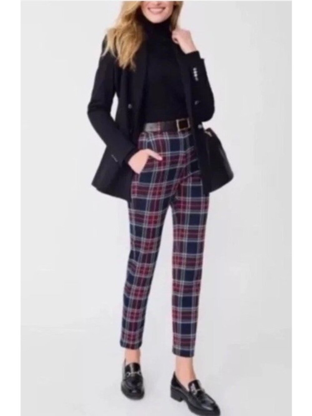 J McLaughlin Women Plaid Straight Leg Pants 12 Stewart Yarn Preppy Heritage. W